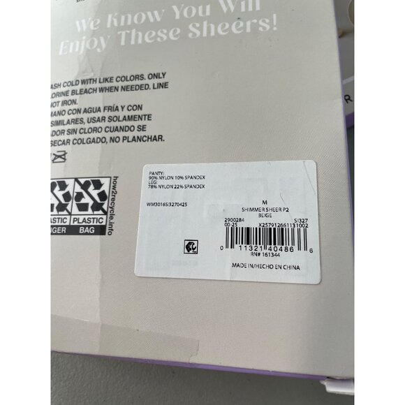 Silk Impressions Shimmer Sheer Pantyhose Size Medium Beige 20 Denier 2 Pairs NEW - Picture 4 of 6